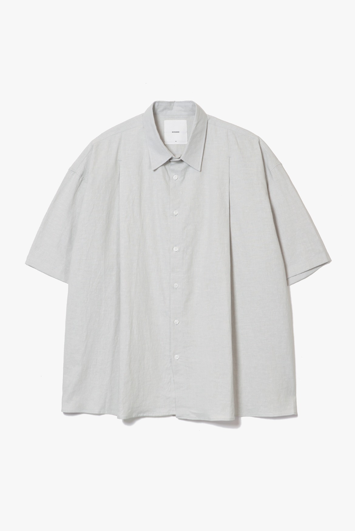 Deep Tuck Linen Shirts [Light Grey]