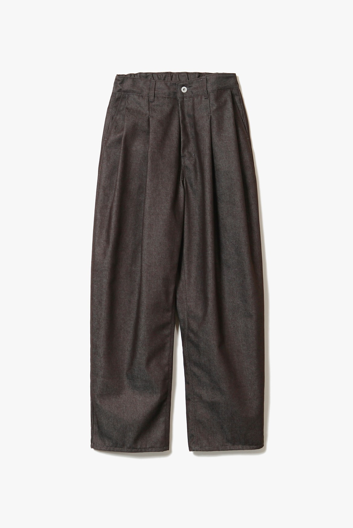 Two Tuck Clean Denim Half Banding Pants [Brown]