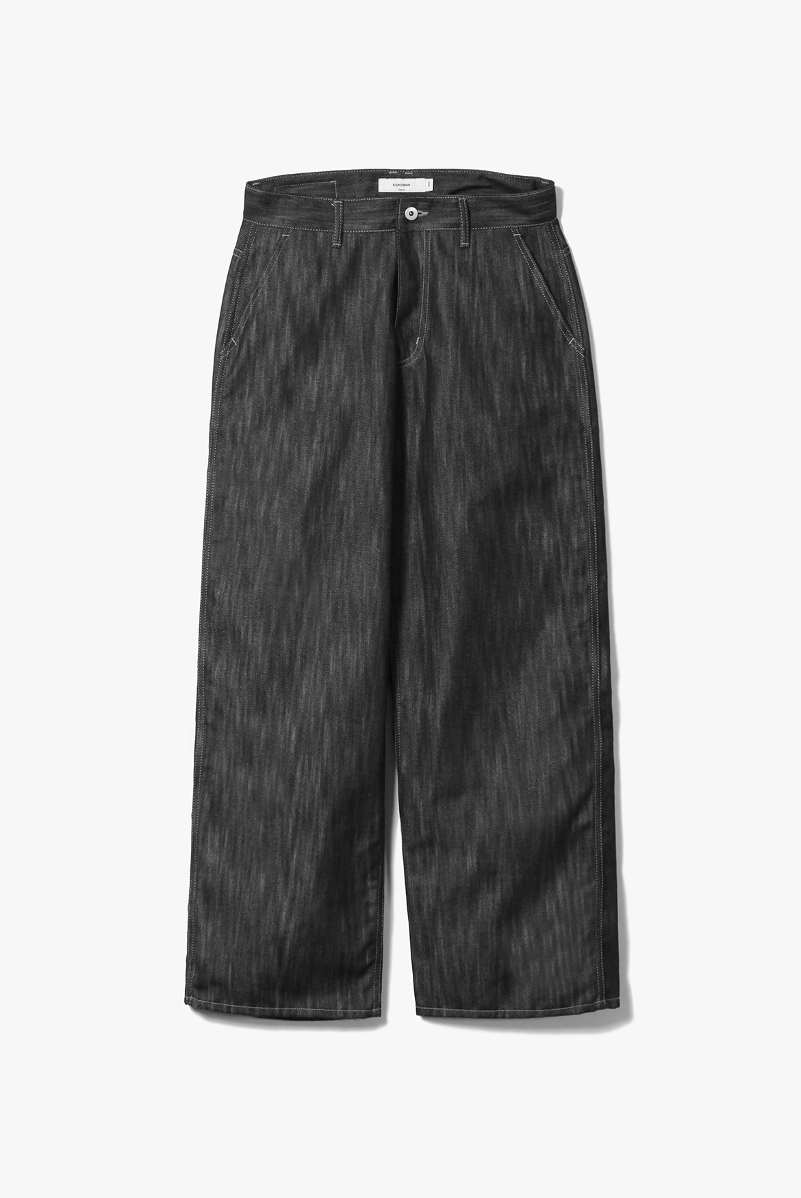 Wide Vertical Clean Denim Pants [Black]