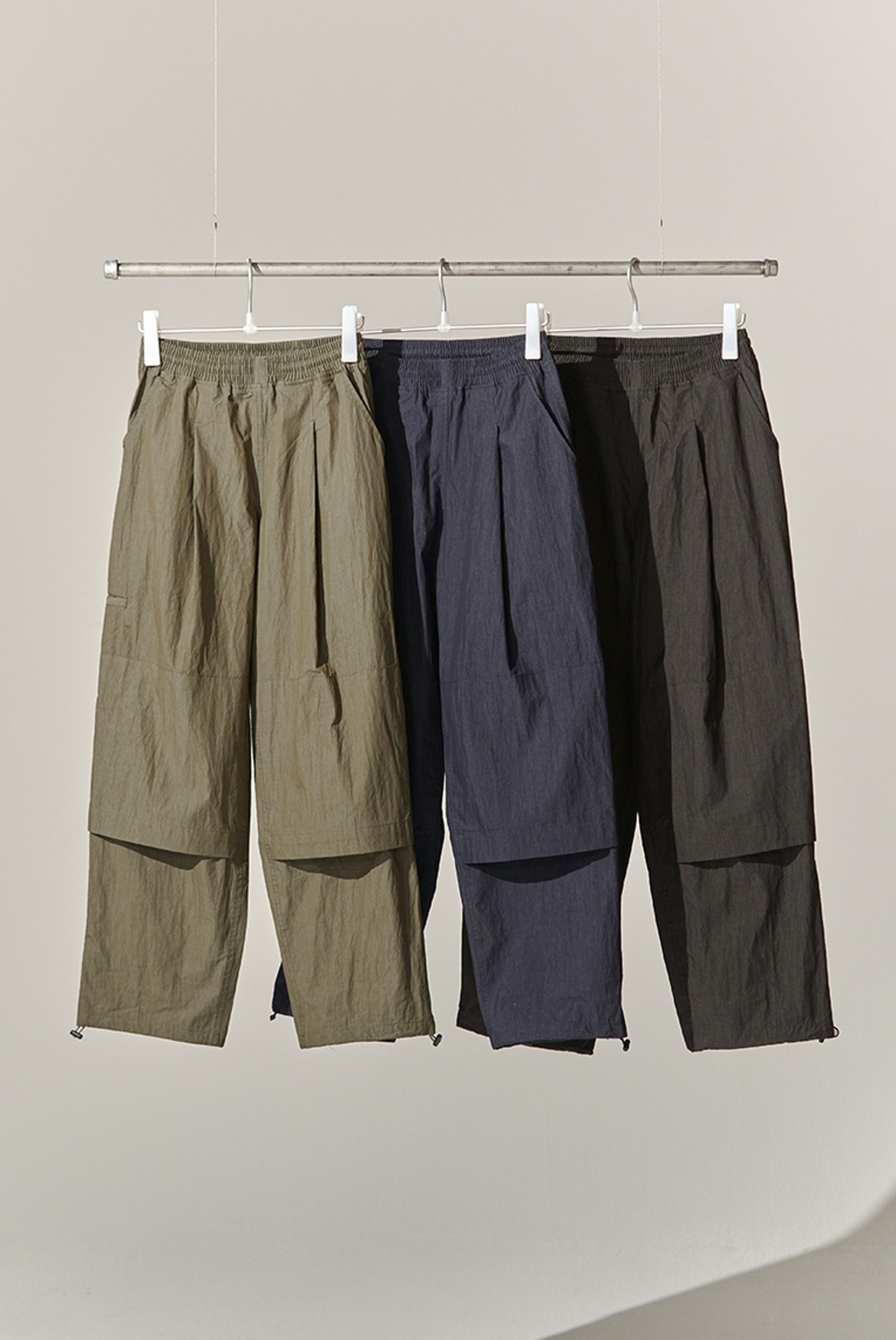 Double Knee Vertical String Banding Pants [3 Colors]